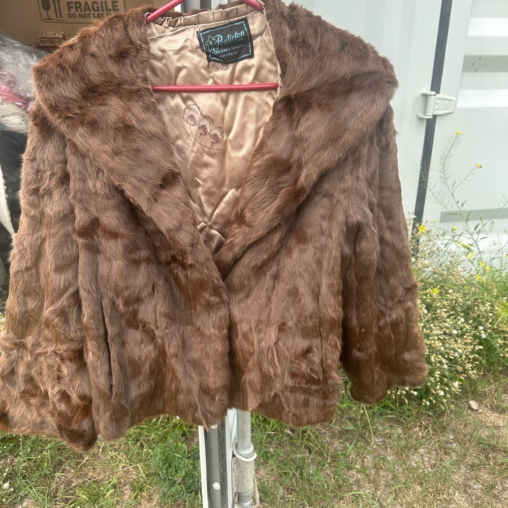 Real fur jacket dark brown